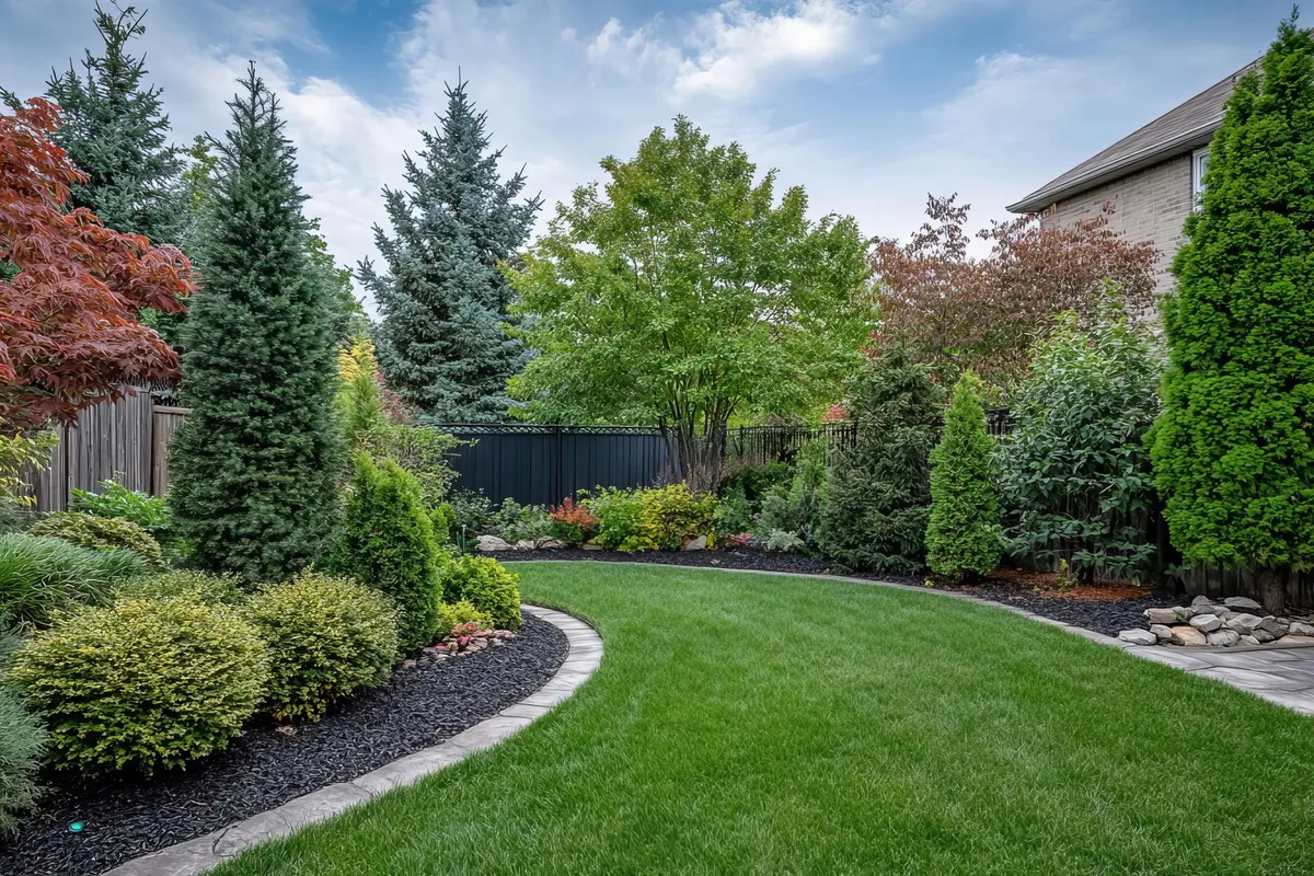 Lush green lawn with freshly installed hydroseeded grass, symbolizing home improvement during life changes.